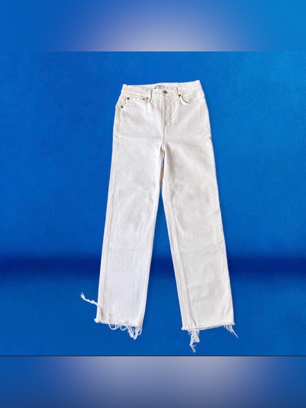 Re/done white straight leg jeans